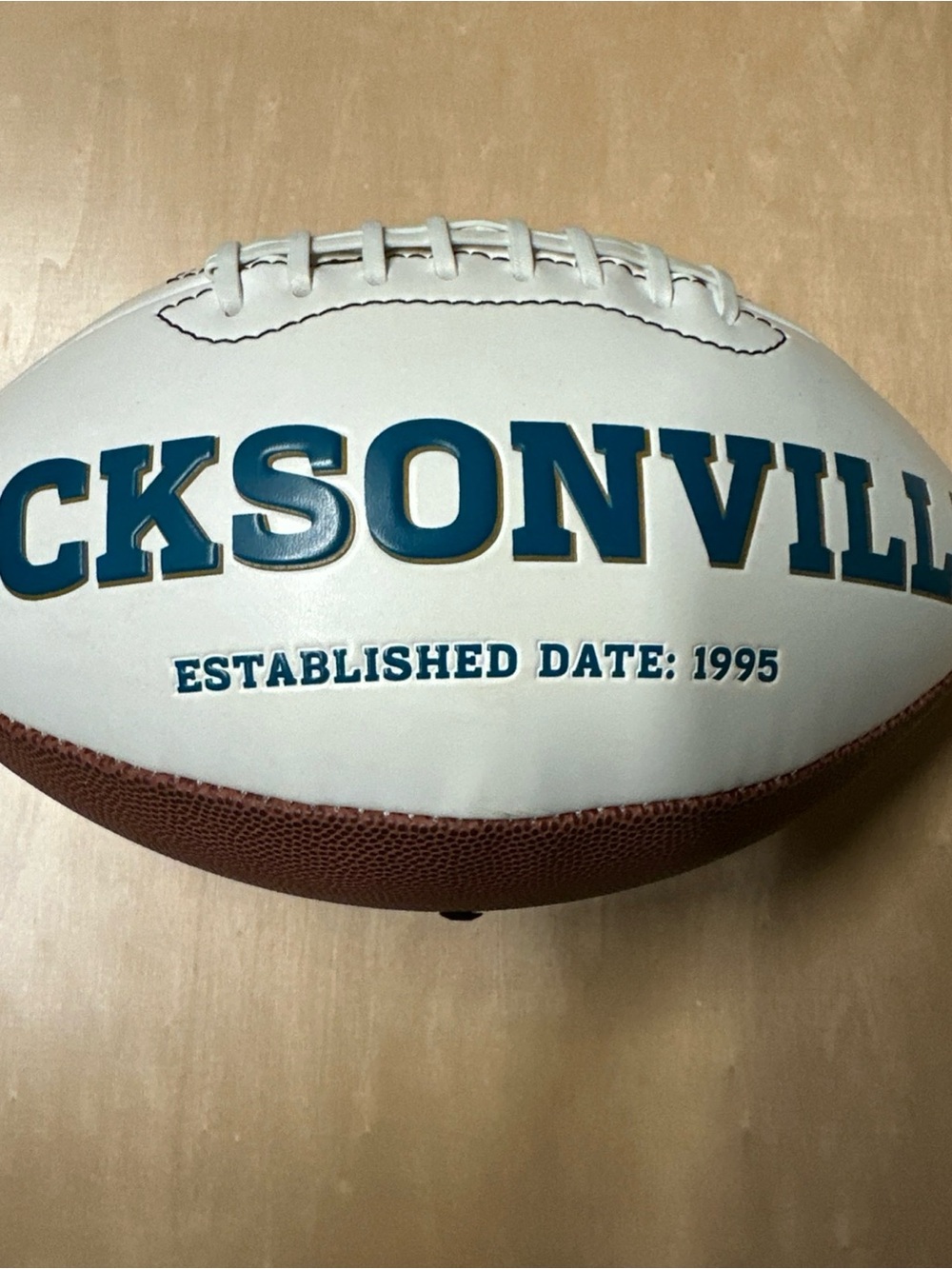 NFL Jacksonville Jaguars White and Teal Football Great players Signature: